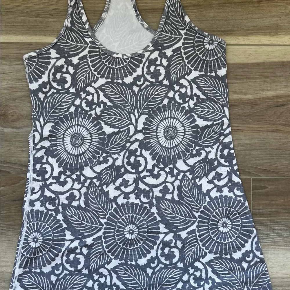 Lululemon Athletica Black and White Floral Tank Top